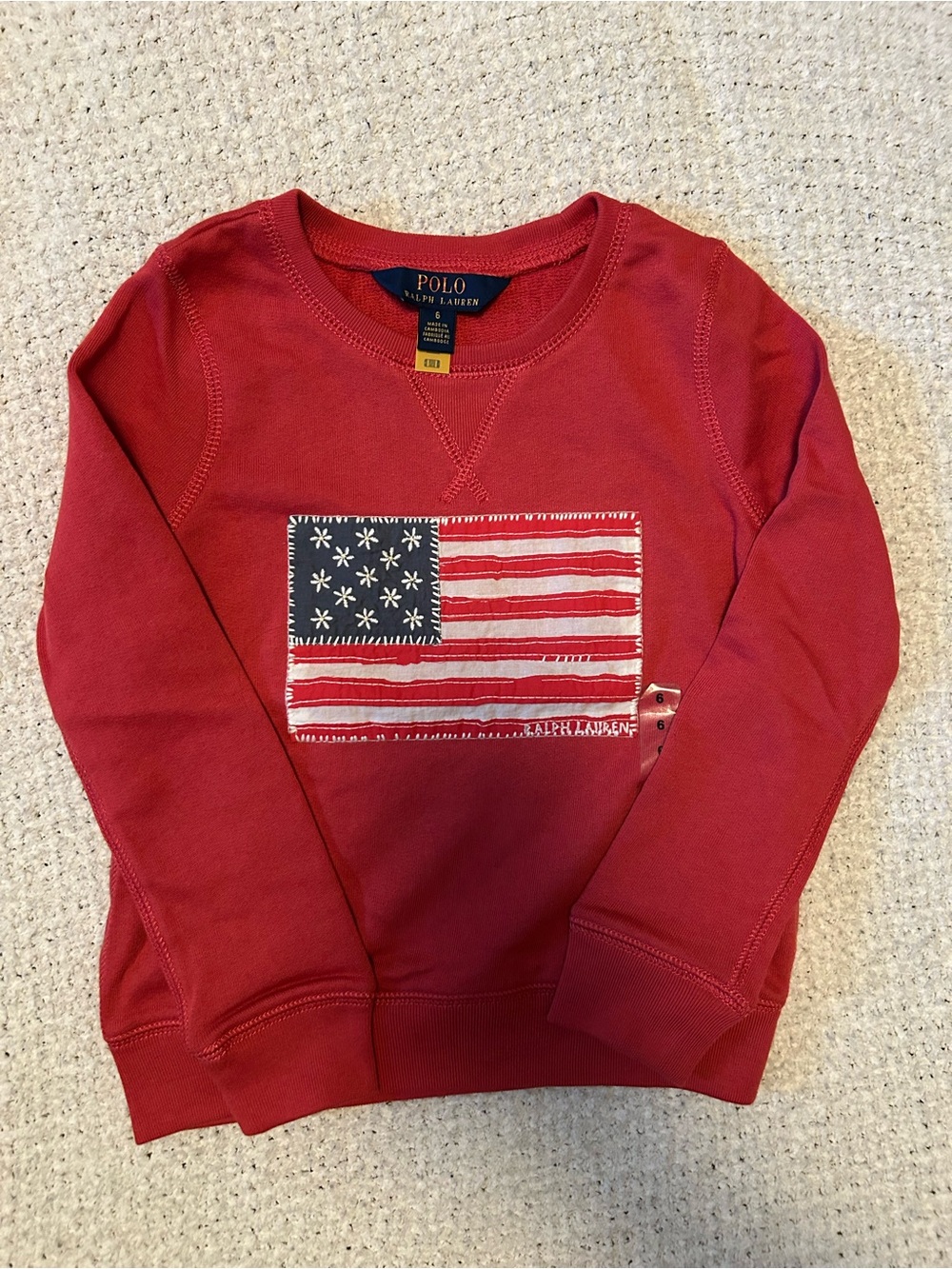 NWOT Polo Ralph Lauren size 6 girl sweatshirt with American Flag